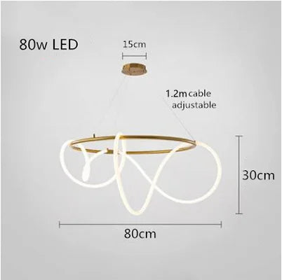 Dimmable Nordic LED Chandelier for Home Decor - round 80 cm / Neutral light 4000K - Chandelier