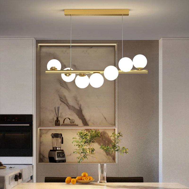 Gold and white globe pendant light source dining room chandelier with modern creative 3d long design