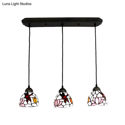 Dining Table Hanging Lights: Dragonfly Linear Fixture with Art Glass Shade (3-Light)