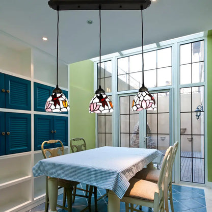 DecorBites™ Dining Table Hanging Lights: Dragonfly Linear Fixture with Art Glass Shade (3-Light)