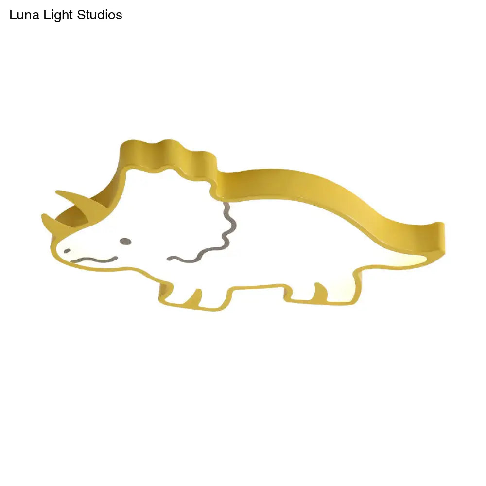 DecorBites™ DecorBites™ Dinosaur Design Kids LED Flushmount Lighting for Children's Room - Yellow/White Flush Pendant Light with Warm/White Light