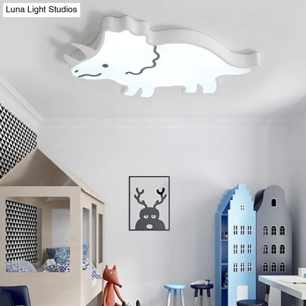 DecorBites™ DecorBites™ Dinosaur Design Kids LED Flushmount Lighting for Children's Room - Yellow/White Flush Pendant Light with Warm/White Light