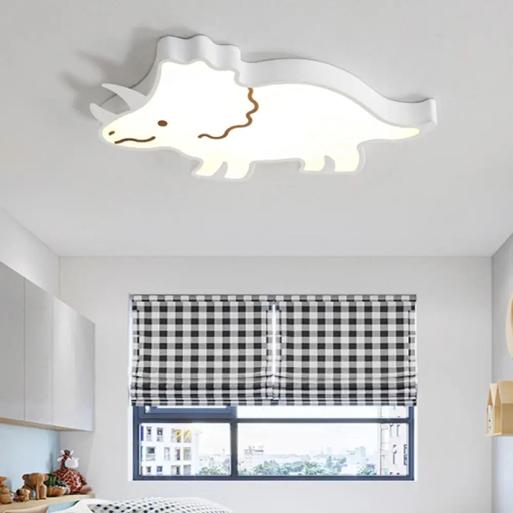 DecorBites™ DecorBites™ Dinosaur Design Kids LED Flushmount Lighting for Children's Room - Yellow/White Flush Pendant Light with Warm/White Light