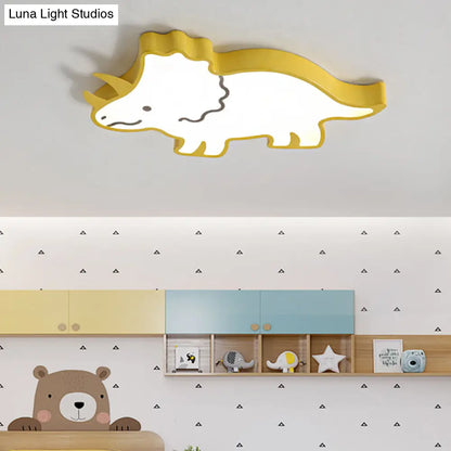 DecorBites™ DecorBites™ Dinosaur Design Kids LED Flushmount Lighting for Children's Room - Yellow/White Flush Pendant Light with Warm/White Light