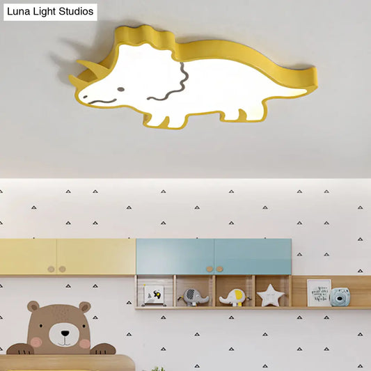 DecorBites™ DecorBites™ Dinosaur Design Kids LED Flushmount Lighting for Children's Room - Yellow/White Flush Pendant Light with Warm/White Light