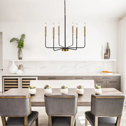 Distressed silver iron candle chandelier dining room featuring black and brass iron candle chandelier with nine lights
