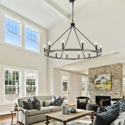 Distressed silver iron candle chandelier with multiple candle-style bulbs for dining room decorbites iron candle lighting