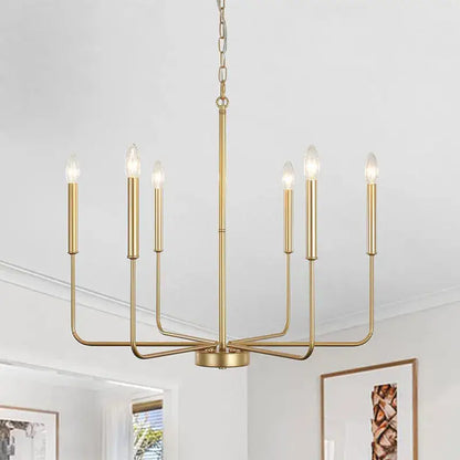 Distressed silver iron candle chandelier with brass finish and six slender bulbs in modern geometric design decorbites iron candle