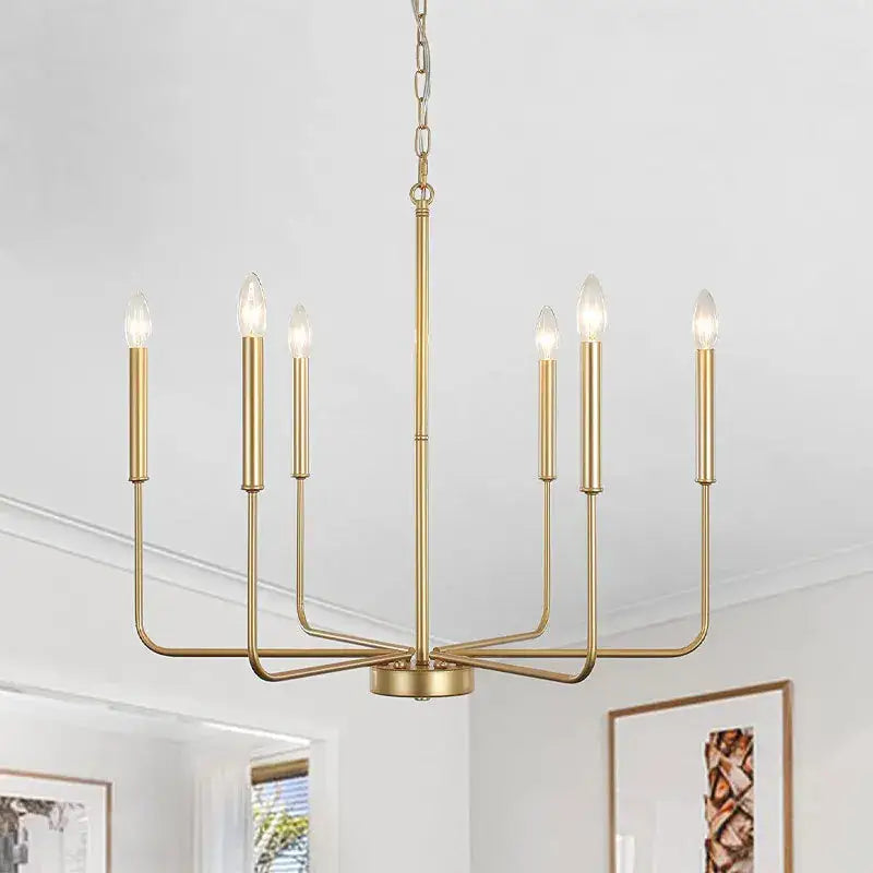 Distressed silver iron candle chandelier with brass finish and six slender bulbs in modern geometric design decorbites iron candle