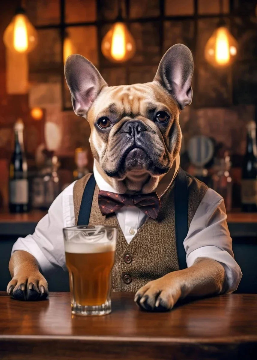 Dog Pub Canvas Print - Animal Wall Art - D / 30x40cm No Frame - Posters