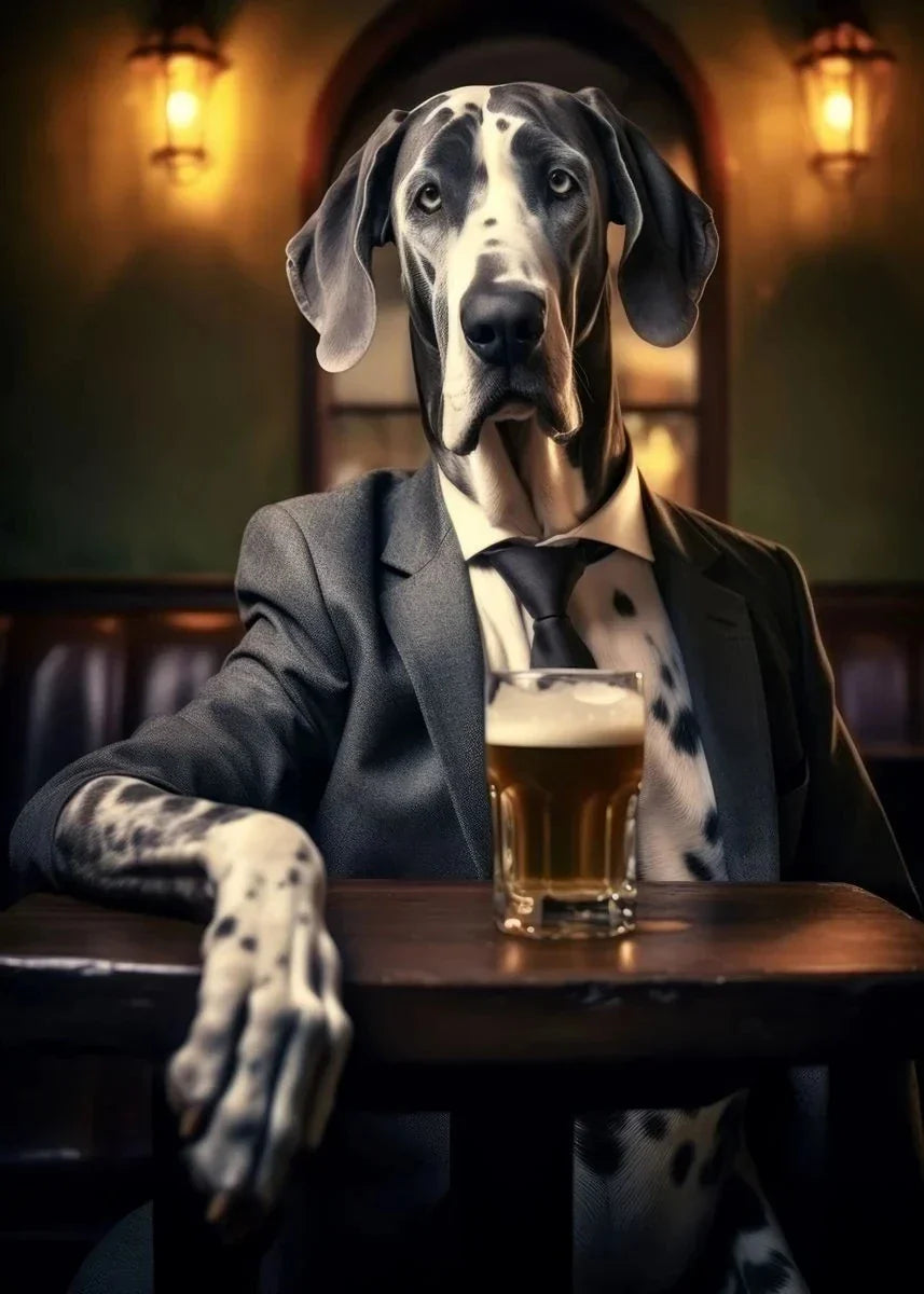 Dog Pub Canvas Print - Animal Wall Art - H / 30x40cm No Frame - Posters