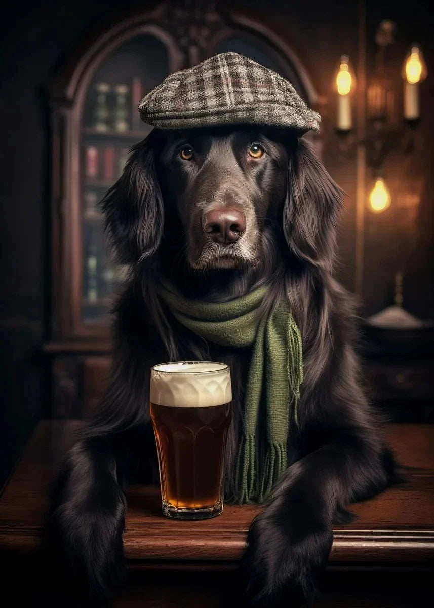 Dog Pub Canvas Print - Animal Wall Art - Q / 30x40cm No Frame - Posters