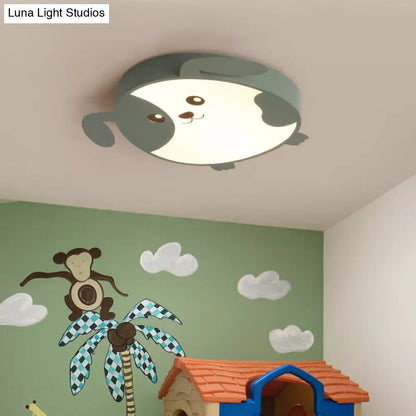 DecorBites™ DecorBites™ Doggie-themed LED Flush Mount Ceiling Light for Kids' Bedrooms in Pink/Green with Warm/White Light