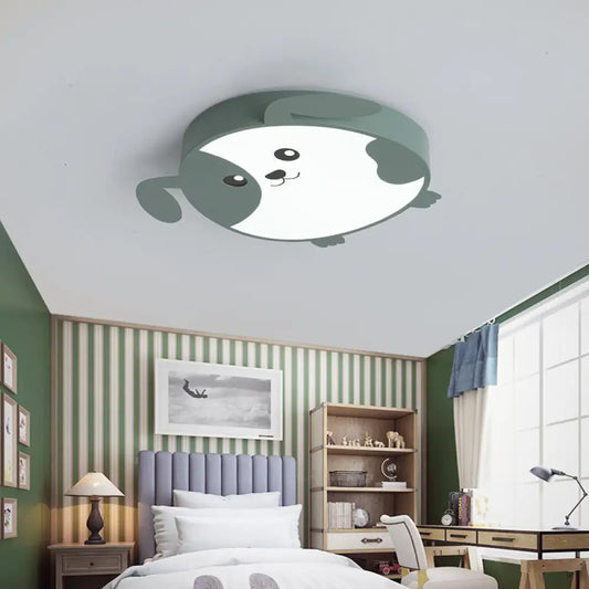 DecorBites™ DecorBites™ Doggie-themed LED Flush Mount Ceiling Light for Kids' Bedrooms in Pink/Green with Warm/White Light