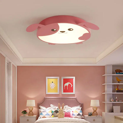 DecorBites™ DecorBites™ Doggie-themed LED Flush Mount Ceiling Light for Kids' Bedrooms in Pink/Green with Warm/White Light