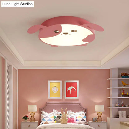 DecorBites™ DecorBites™ Doggie-themed LED Flush Mount Ceiling Light for Kids' Bedrooms in Pink/Green with Warm/White Light