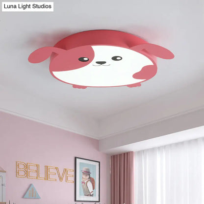 DecorBites™ DecorBites™ Doggie-themed LED Flush Mount Ceiling Light for Kids' Bedrooms in Pink/Green with Warm/White Light
