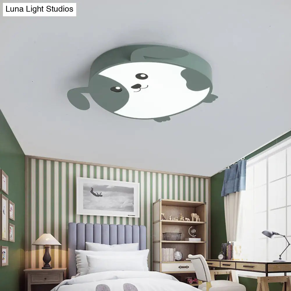 DecorBites™ DecorBites™ Doggie-themed LED Flush Mount Ceiling Light for Kids' Bedrooms in Pink/Green with Warm/White Light
