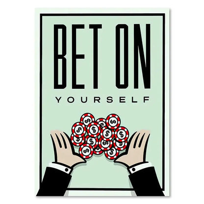 ’Dollar Millionaire Motivational Cartoon Canvas Wall Art’ - 20x25cm No Frame / TM0002-09 - Posters