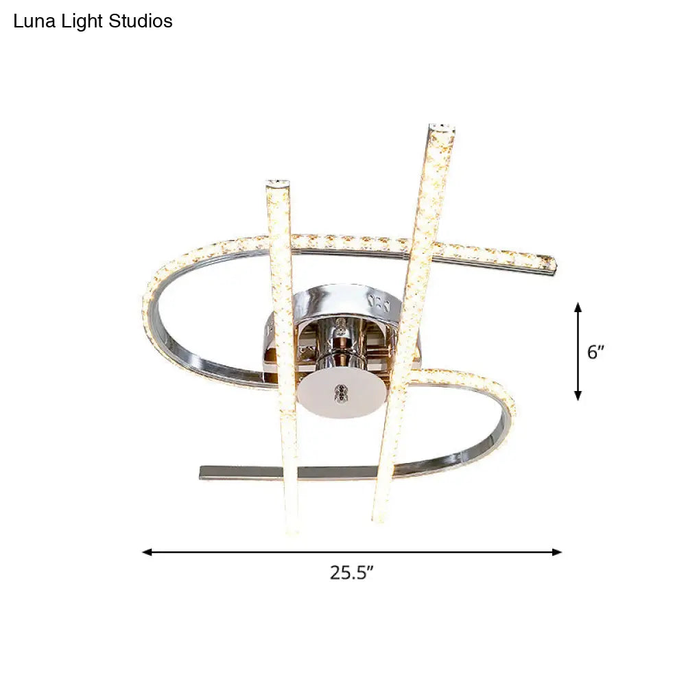 DecorBites™ DecorBites™ Dollar Sign Ceiling Lighting: Faceted Crystal LED Semi Flush in Stainless Steel, Warm/White Light