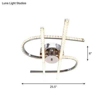 DecorBites™ DecorBites™ Dollar Sign Ceiling Lighting: Faceted Crystal LED Semi Flush in Stainless Steel, Warm/White Light