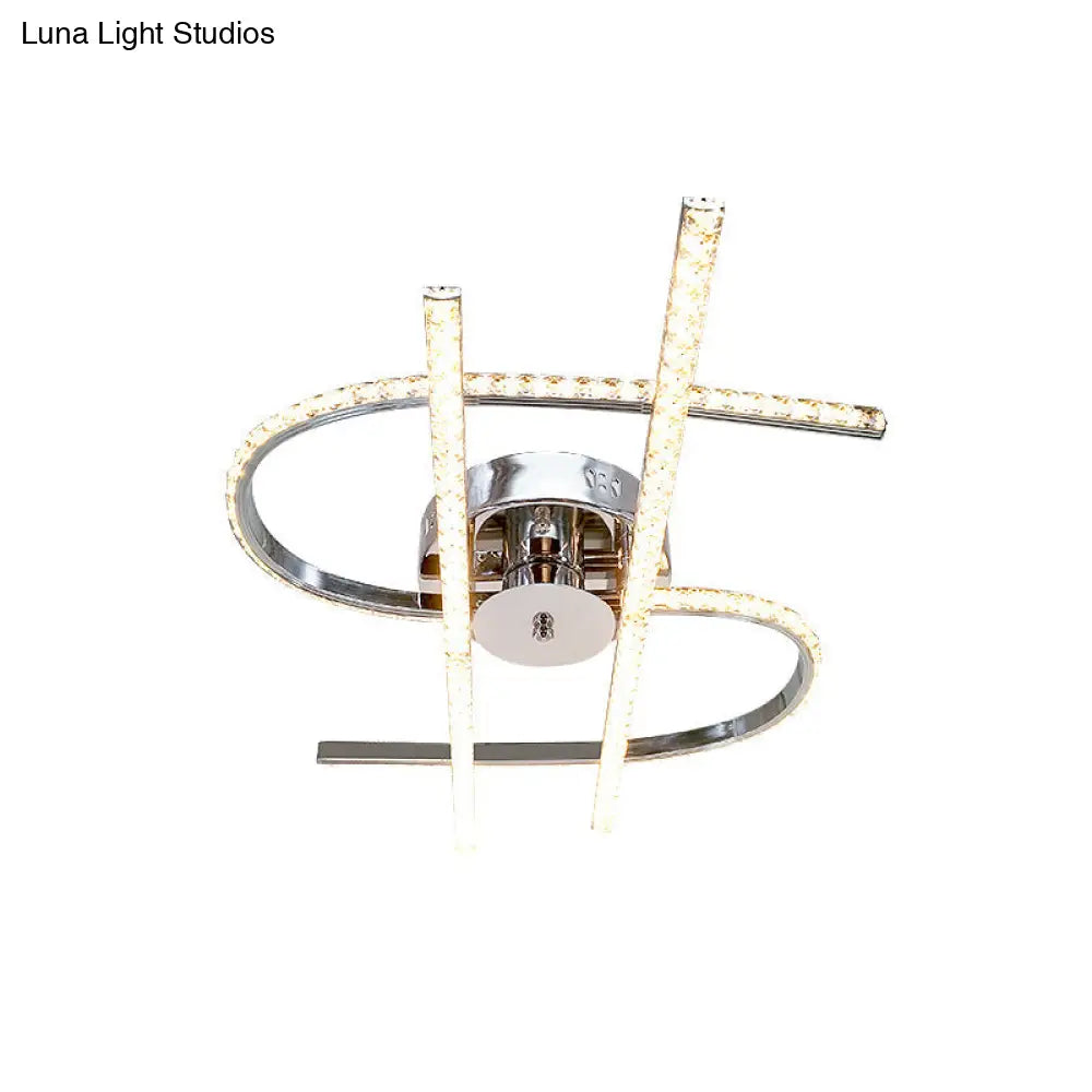 DecorBites™ DecorBites™ Dollar Sign Ceiling Lighting: Faceted Crystal LED Semi Flush in Stainless Steel, Warm/White Light