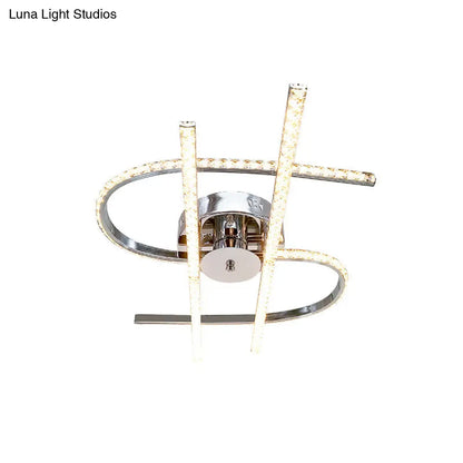 DecorBites™ DecorBites™ Dollar Sign Ceiling Lighting: Faceted Crystal LED Semi Flush in Stainless Steel, Warm/White Light
