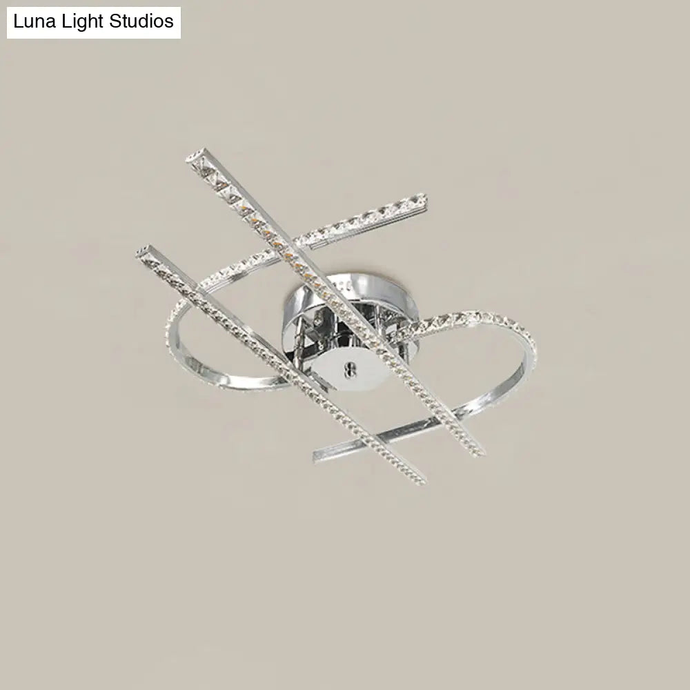 DecorBites™ DecorBites™ Dollar Sign Ceiling Lighting: Faceted Crystal LED Semi Flush in Stainless Steel, Warm/White Light