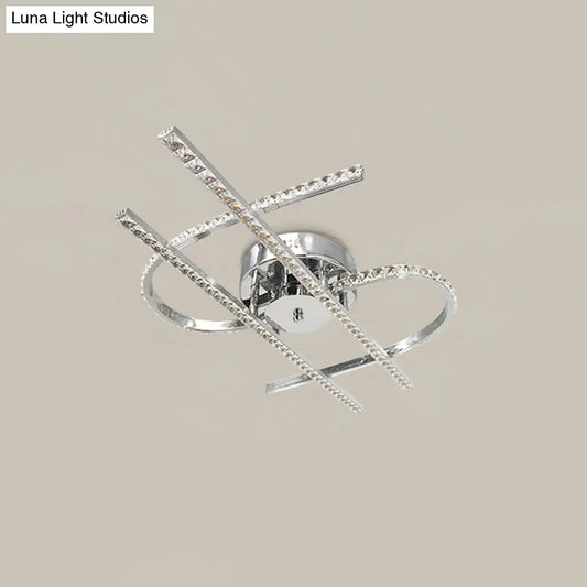 DecorBites™ DecorBites™ Dollar Sign Ceiling Lighting: Faceted Crystal LED Semi Flush in Stainless Steel, Warm/White Light