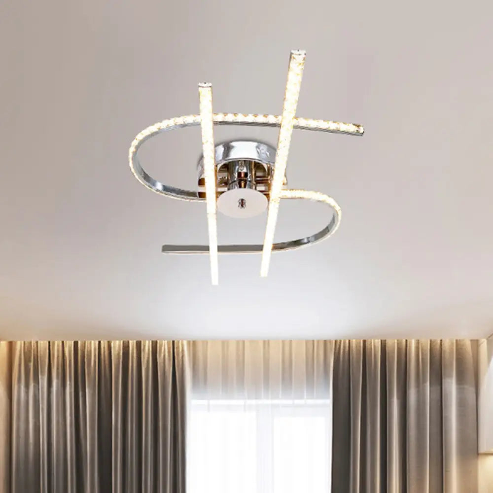 DecorBites™ DecorBites™ Dollar Sign Ceiling Lighting: Faceted Crystal LED Semi Flush in Stainless Steel, Warm/White Light