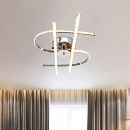 DecorBites™ DecorBites™ Dollar Sign Ceiling Lighting: Faceted Crystal LED Semi Flush in Stainless Steel, Warm/White Light