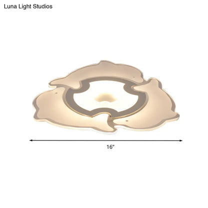 DecorBites™ Dolphin Flushmount Animal LED Ceiling Light in White for Kindergarten