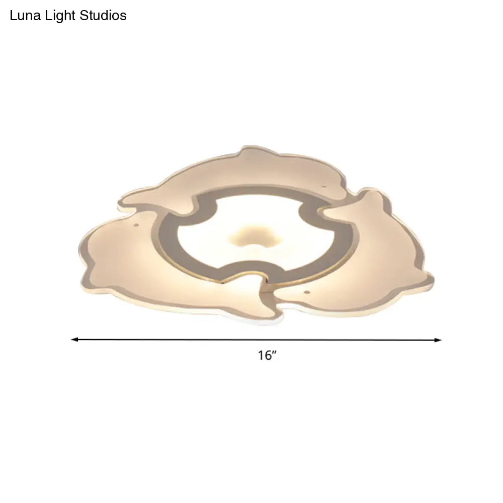 DecorBites™ Dolphin Flushmount Animal LED Ceiling Light in White for Kindergarten