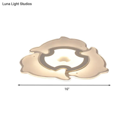 DecorBites™ Dolphin Flushmount Animal LED Ceiling Light in White for Kindergarten