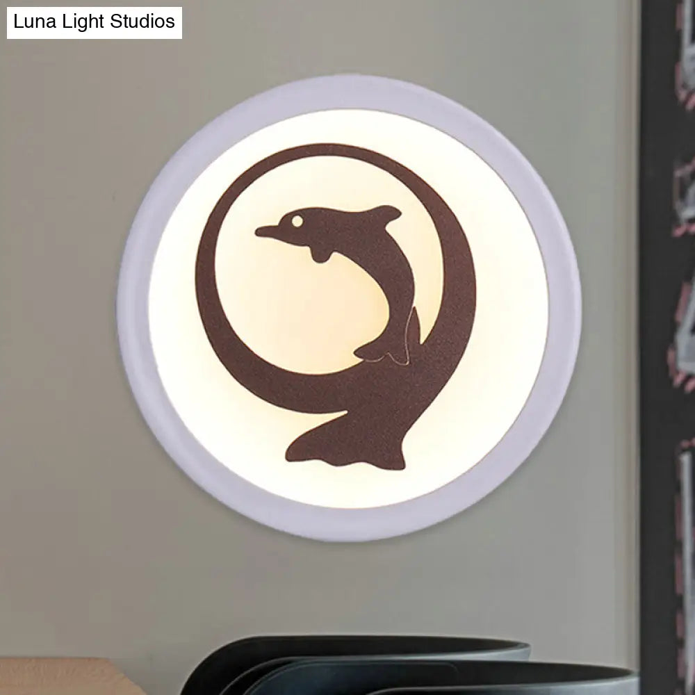 DecorBites™ Dolphin Iron Wall Sconce LED Lamp in White for Kids' Bedroom