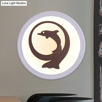 DecorBites™ Dolphin Iron Wall Sconce LED Lamp in White for Kids' Bedroom