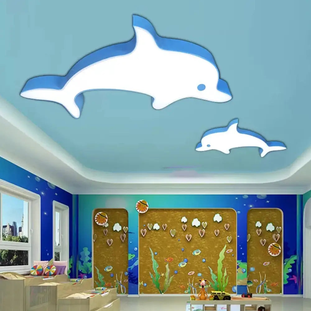 DecorBites™ DecorBites™ Dolphin LED Flush Mount Light - Perfect for Child's Bedroom Ceiling