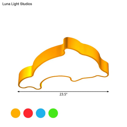 DecorBites™ DecorBites™ Dolphin Nursery LED Ceiling Lamp Cartoon Flush Mount Light in Red/Yellow/Blue, 19.5"/23.5" Width