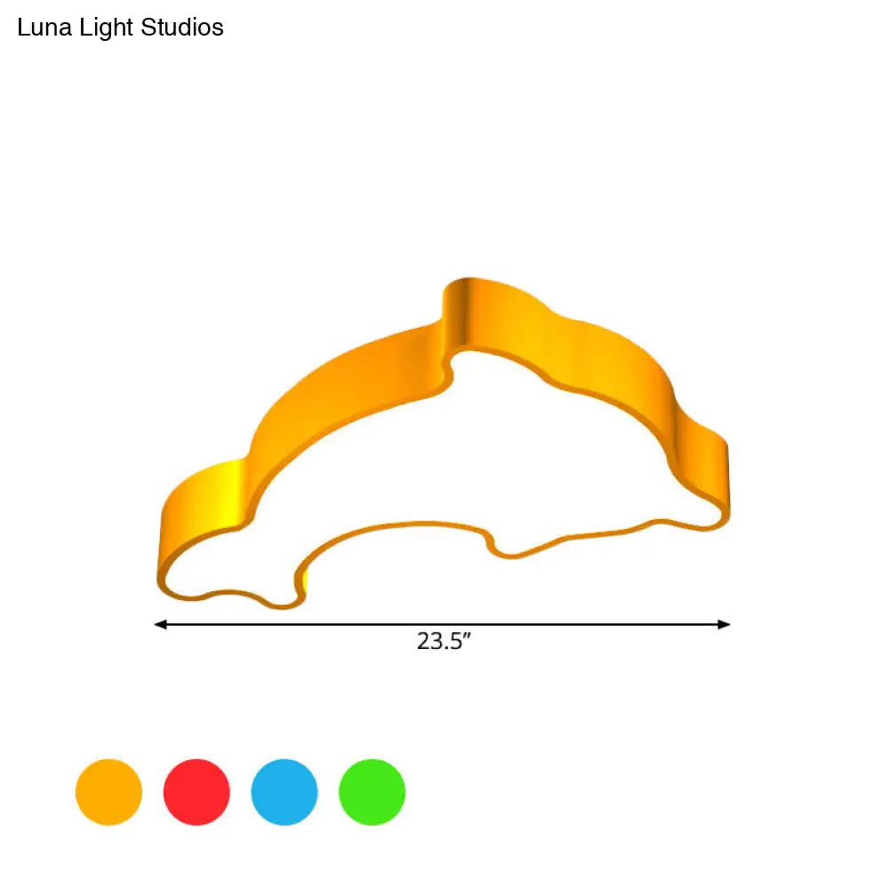 DecorBites™ DecorBites™ Dolphin Nursery LED Ceiling Lamp Cartoon Flush Mount Light in Red/Yellow/Blue, 19.5"/23.5" Width