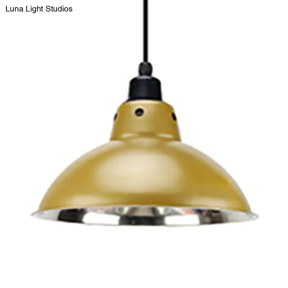 Dome Industrial Stainless Steel Ceiling Pendant Lighting - 13"/16.5" Width, 1 Head, Black/Gray