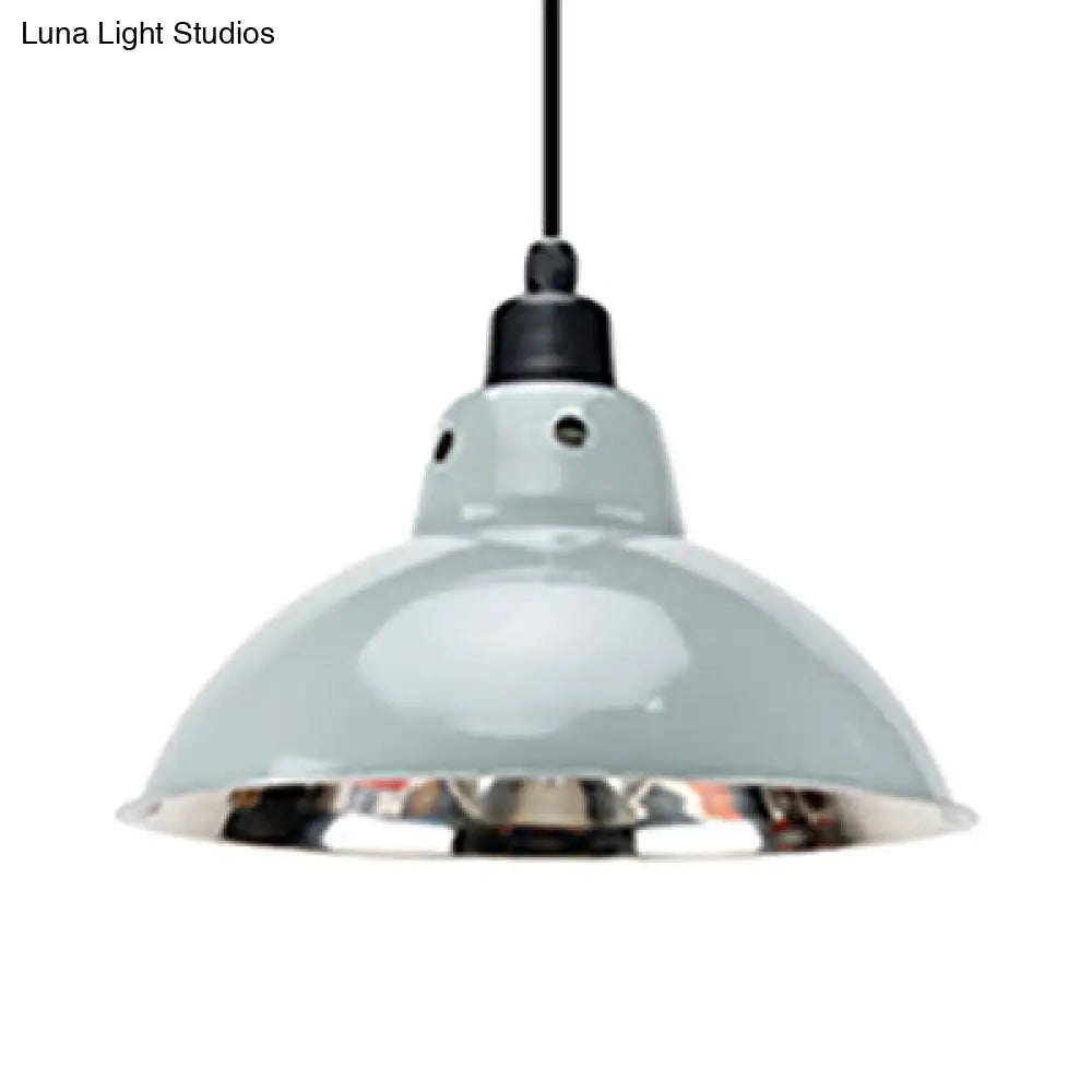 Dome Industrial Stainless Steel Ceiling Pendant Lighting - 13"/16.5" Width, 1 Head, Black/Gray