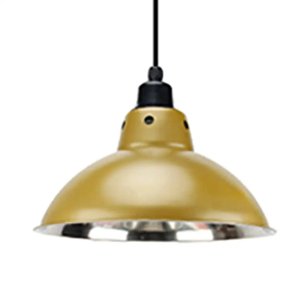 Dome Industrial Stainless Steel Ceiling Pendant Lighting - 13"/16.5" Width, 1 Head, Black/Gray