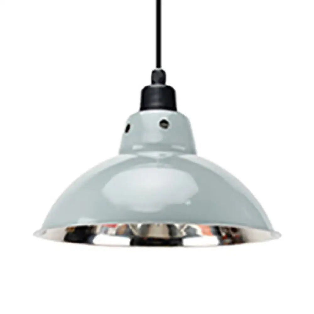 Dome Industrial Stainless Steel Ceiling Pendant Lighting - 13"/16.5" Width, 1 Head, Black/Gray