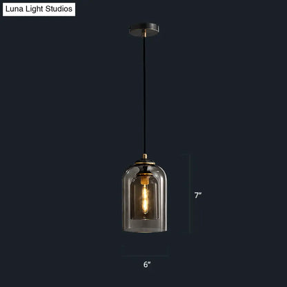 Dome Pendant Light Fixture with 2 Shades - Nordic Glass, 1-Light Bedside Pendulum Lighting