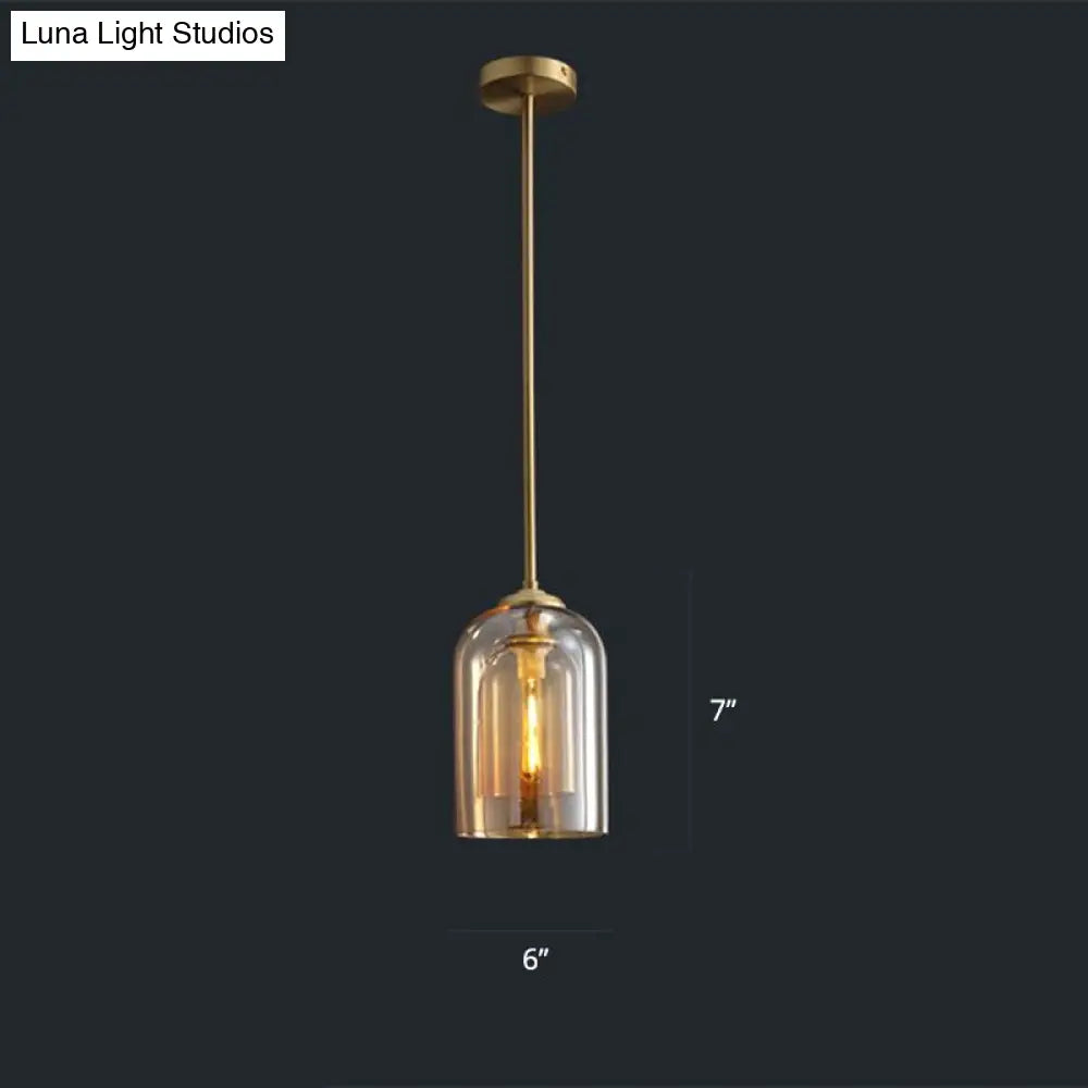 Dome Pendant Light Fixture with 2 Shades - Nordic Glass, 1-Light Bedside Pendulum Lighting