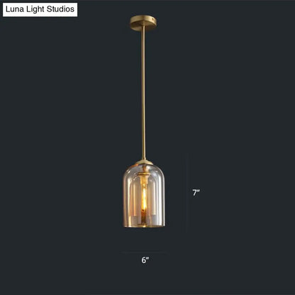 Dome Pendant Light Fixture with 2 Shades - Nordic Glass, 1-Light Bedside Pendulum Lighting