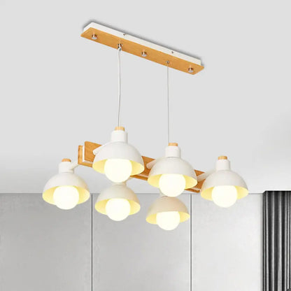 DecorBites™ Dome Shade Linear Chandelier - Nordic Metal Island Lighting (4/6 Lights) - White