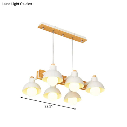 DecorBites™ Dome Shade Linear Chandelier - Nordic Metal Island Lighting (4/6 Lights) - White