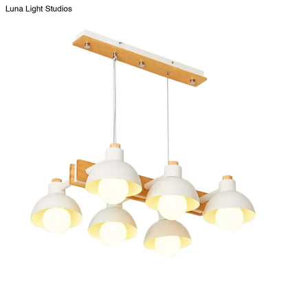 DecorBites™ Dome Shade Linear Chandelier - Nordic Metal Island Lighting (4/6 Lights) - White