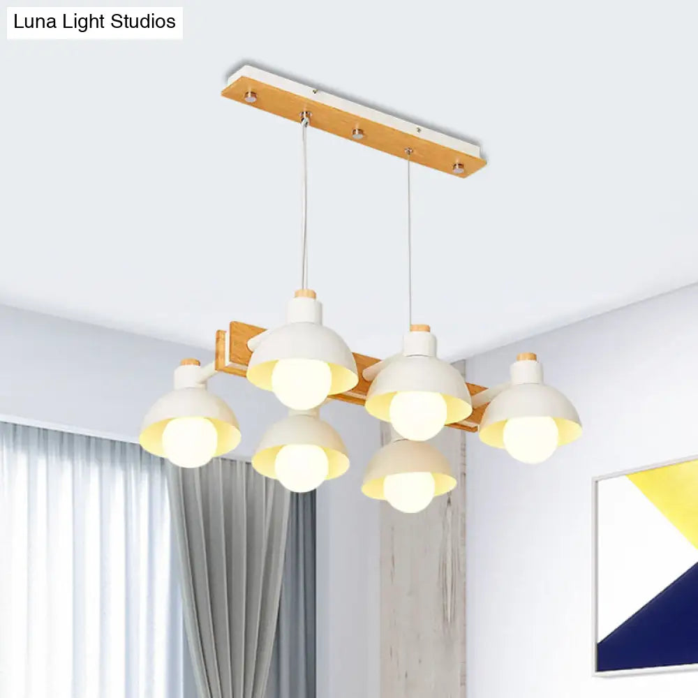 DecorBites™ Dome Shade Linear Chandelier - Nordic Metal Island Lighting (4/6 Lights) - White